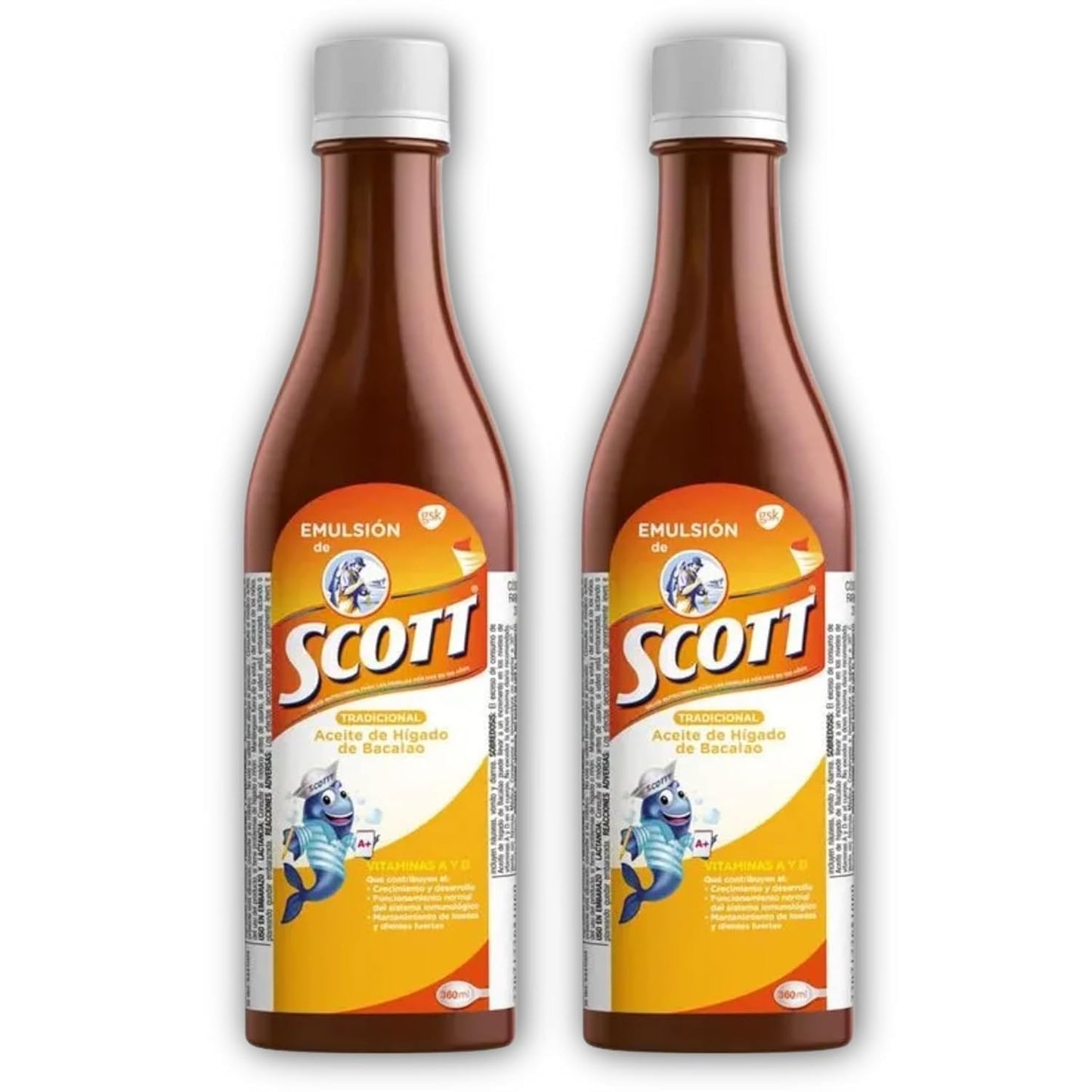Scott’s Emulsion Cod Liver Oil Traditional Flavour – Pack of 2 x 180 ml (6.1 fl oz) – Liquid Cod Liver Oil with Vitamins A & D and Calcium - görsel 1
