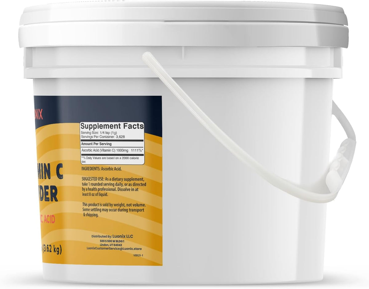 Luonix Vitamin C Powder, 1 Gallon Bucket - Ascorbic Acid Supplement - görsel 2