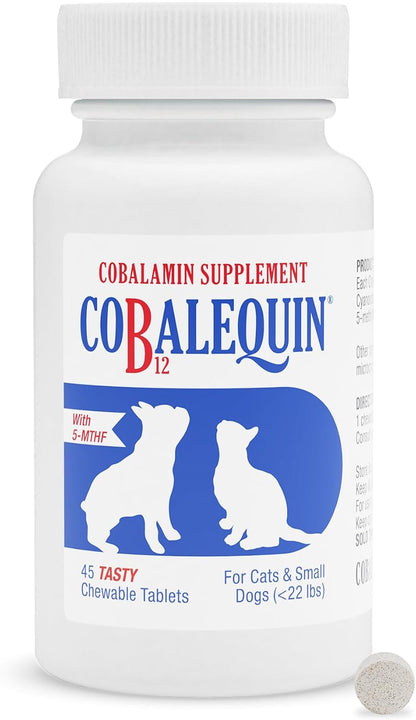 Nutramax Cobalequin B12 for Dogs and Cats – Chewable Cobalamin Supplement with Folate (45 Tablets)