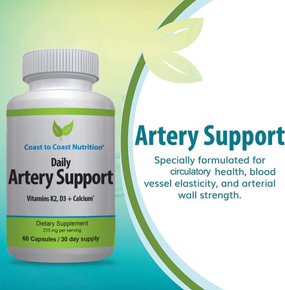 Artery Support – Vitamin K2 & D3 Blood Circulation Supplement, 60 Capsules