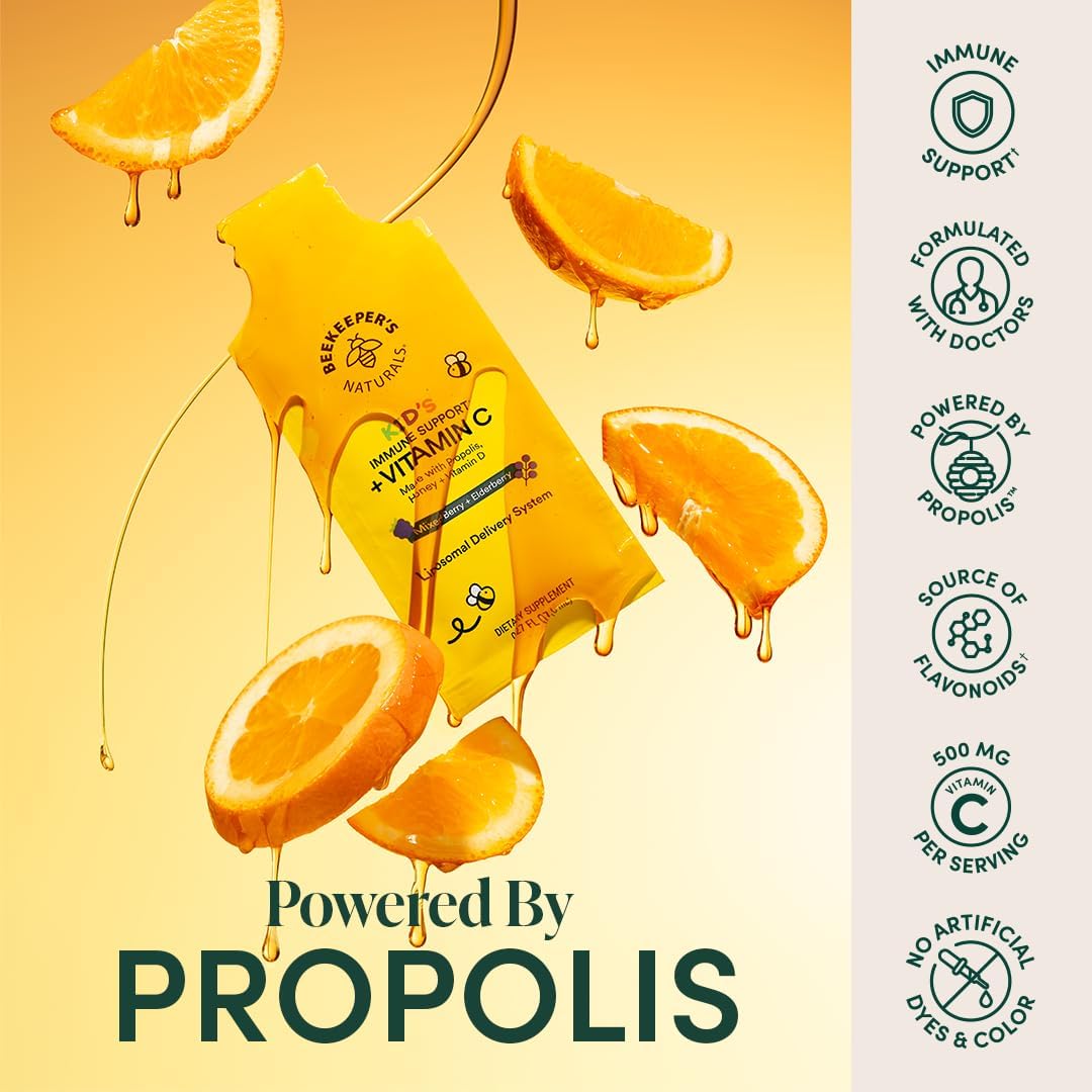 Beekeeper's Naturals Children's Immune Liposomal Vitamin C, 500 mg, Mixed Berry, 30 Sachets - görsel 2