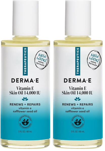 Derma E Vitamin E Skin Oil 14,000 IU with Safflower Oil - Hypoallergenic & Fragrance-Free