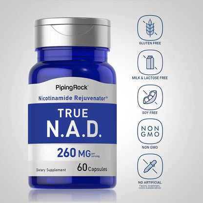 Piping Rock NAD Supplement 260 mg | 60 Quick-Release Capsules