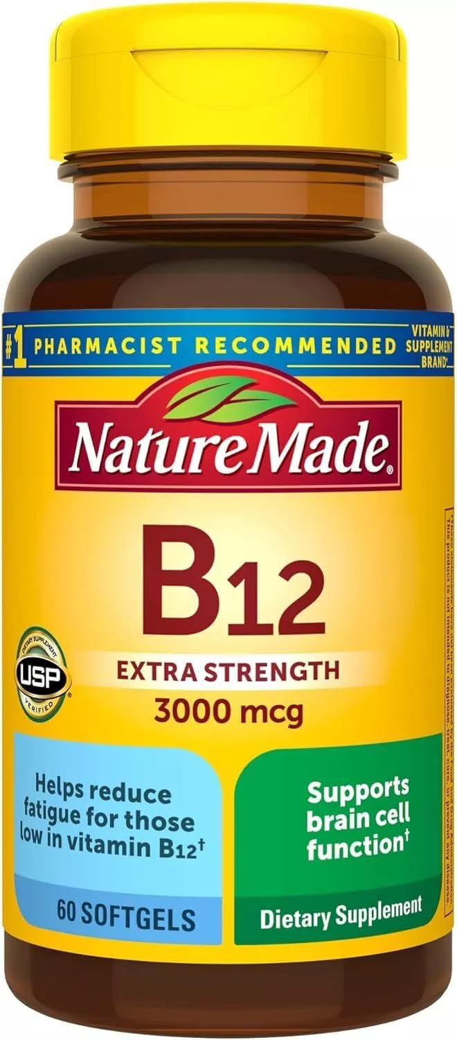 Nature Made Vitamin B12 Softgels, 3000 µg, 60 Capsules Pack of 3 - görsel 1