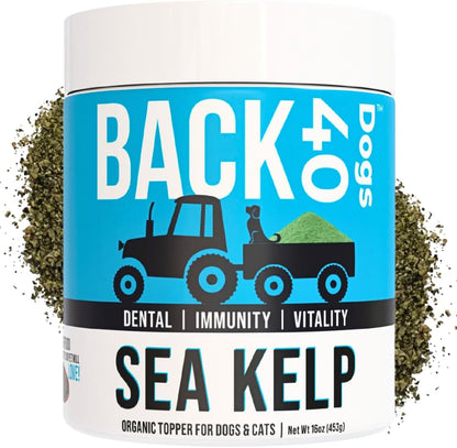 Organic Kelp Powder for Dogs, Dried Sea Kelp Supplement for Normal Thyroid Function, Dental Hygiene, Immune Support, Digestion, Skin & Coat – Iodine Rich – Multivitamin for Cats & Dogs – Made in the USA
