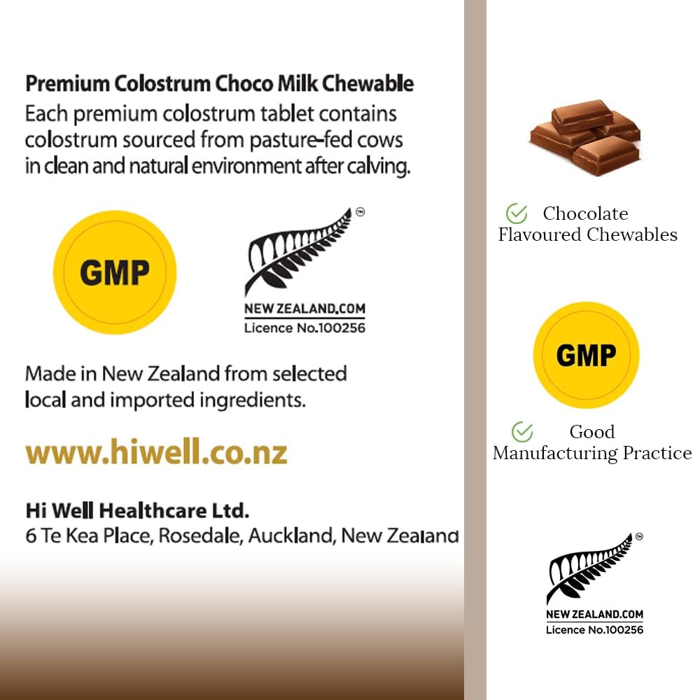 (Pack of 3) Hi Well Premium Grass-Fed Colostrum Choco 150 Tablets - görsel 6