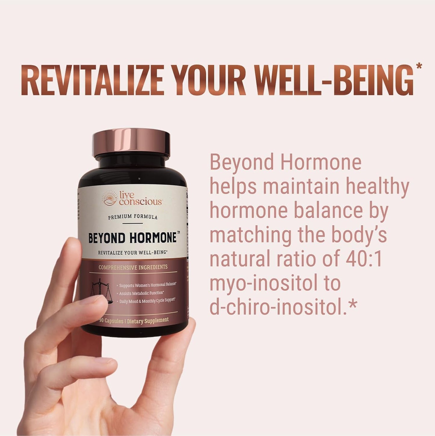 Live Conscious Beyond Hormone Daily Menopause & PMS Supplement - Metabolism Support & Healthy Oestrogen Balance for Women - Berberine, DIM, Chasteberry, Maca Root, Myo & D-Chiro-Inositol - 90 Capsules - görsel 2