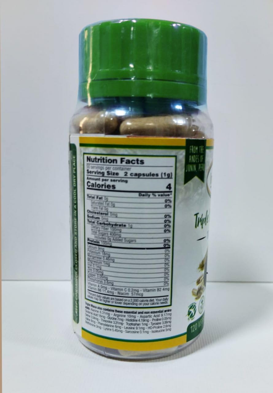 Incaliving Triple Maca Capsules - Authentic Peruvian Maca, 120 Count - görsel 2