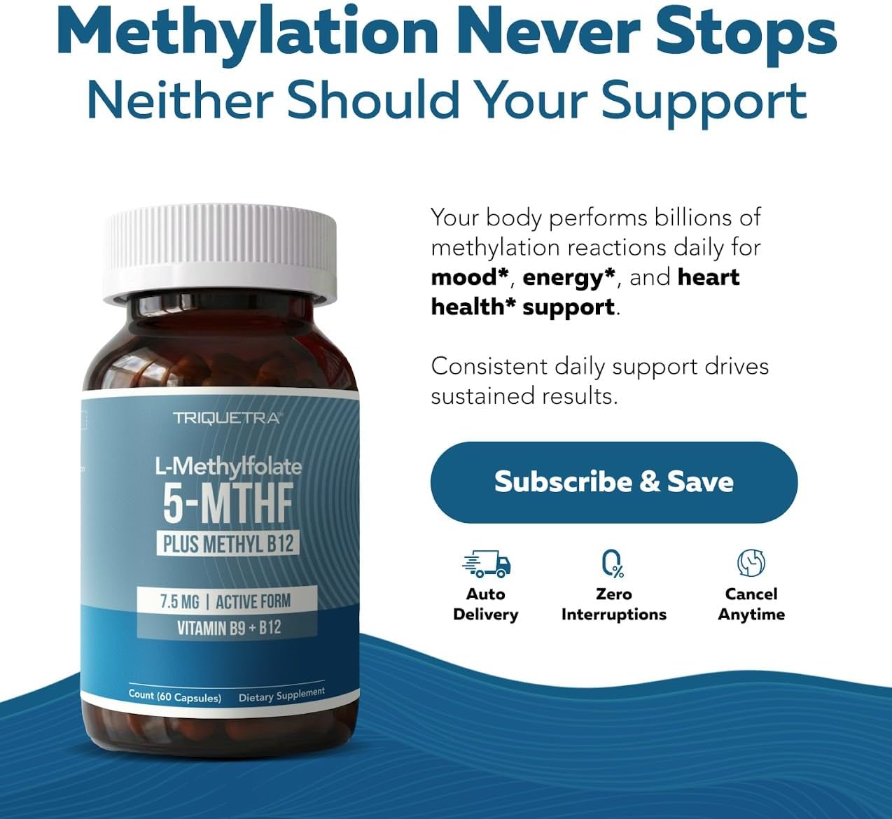 L Methylfolate 7.5mg plus Methyl B12 – Active 5-MTHF Form, MTHFR Supplement - görsel 9