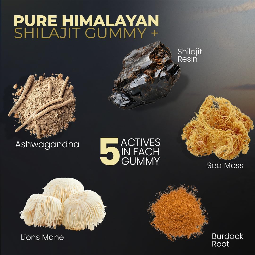 Pure Shilajit Gummies - Sea Moss, Ashwagandha, 85+ Trace Minerals - Watermelon Flavour - 60ct - görsel 5