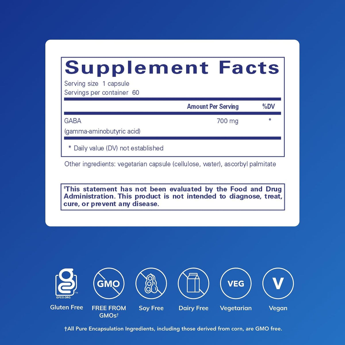 Pure Encapsulations GABA – Amino Acid Supplement – 60 Capsules - görsel 2