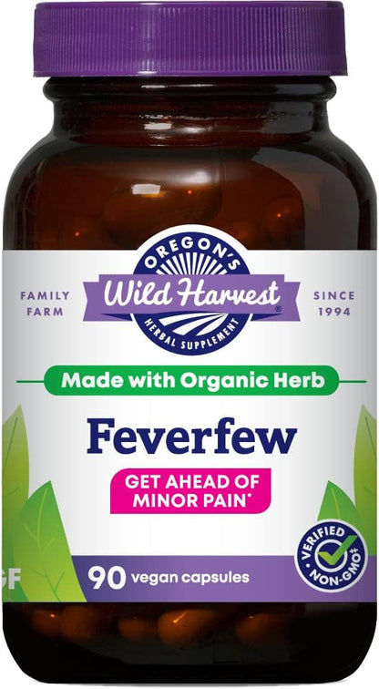 Oregon's Wild Harvest Non-GMO Feverfew (F.D.) Organic Herbal Supplement, 90 Capsules