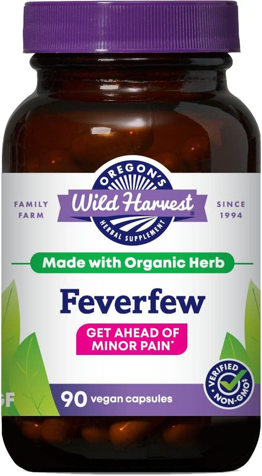 Oregon's Wild Harvest Non-GMO Feverfew (F.D.) Organic Herbal Supplement, 90 Capsules