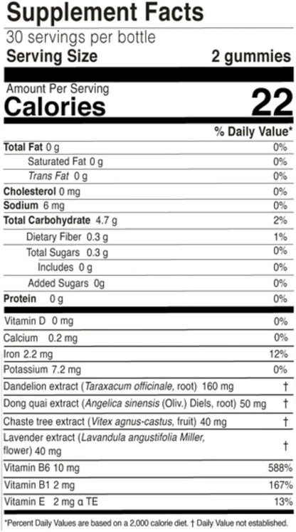 FARMASi Nutriplus Cycle Plus Gummies - Vegan Women's Support Supplement with Iron, Vitamin B6 & Botanical Extracts, Strawberry Lime, 60 Gummies