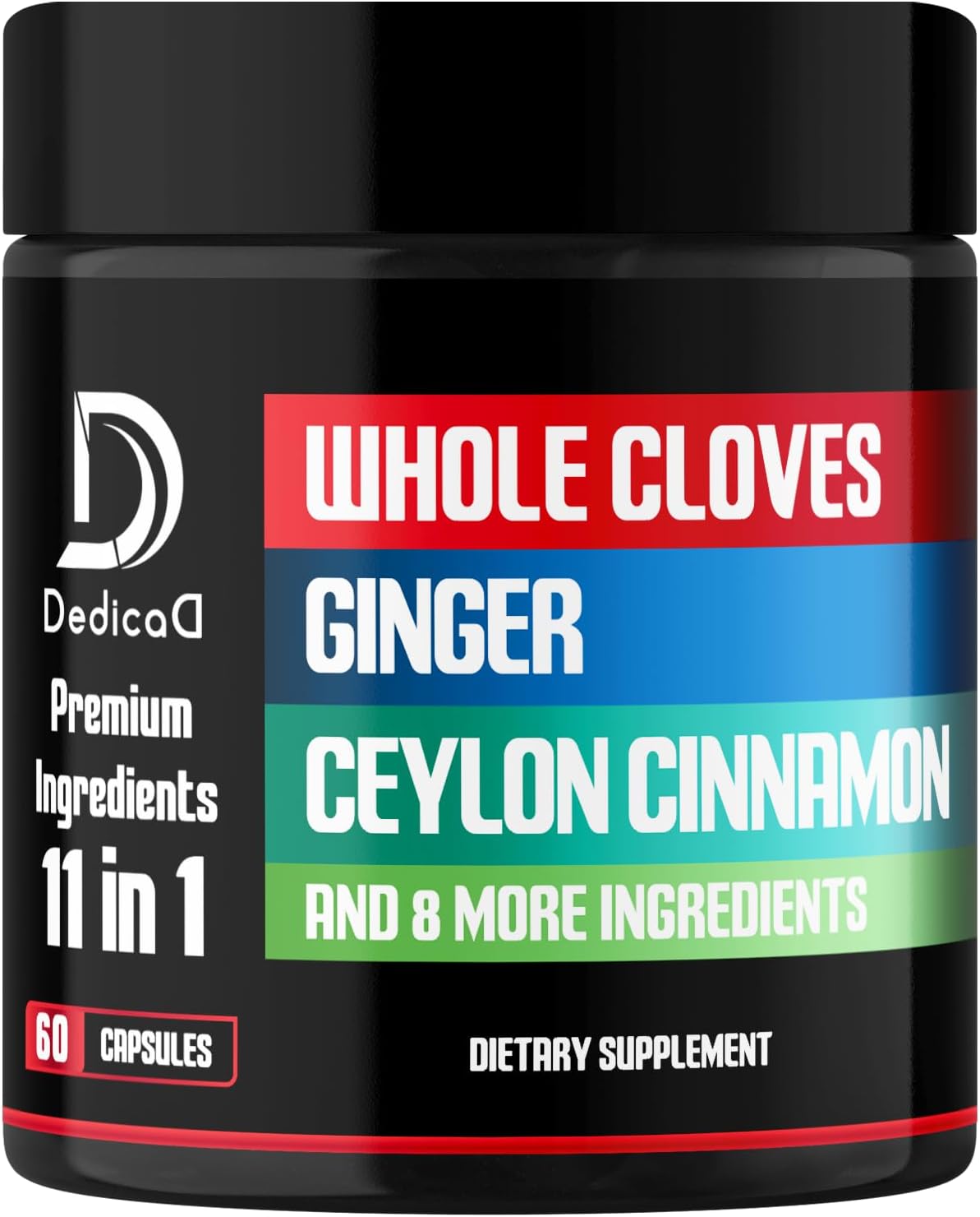 DEDICAD 11in1 Cloves Supplement with Ginger, Ceylon Cinnamon, and 8 Other Herbs - Digestive, Immune, and Mood Support - 60 Capsules (30-Day Supply) - görsel 1