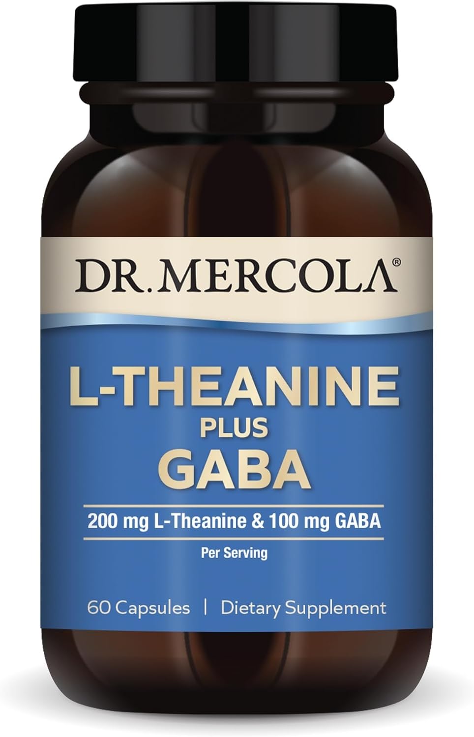 Dr. Mercola L-Theanine Plus GABA - 200 mg L-Theanine & 100 mg GABA - 60 Capsules - görsel 1