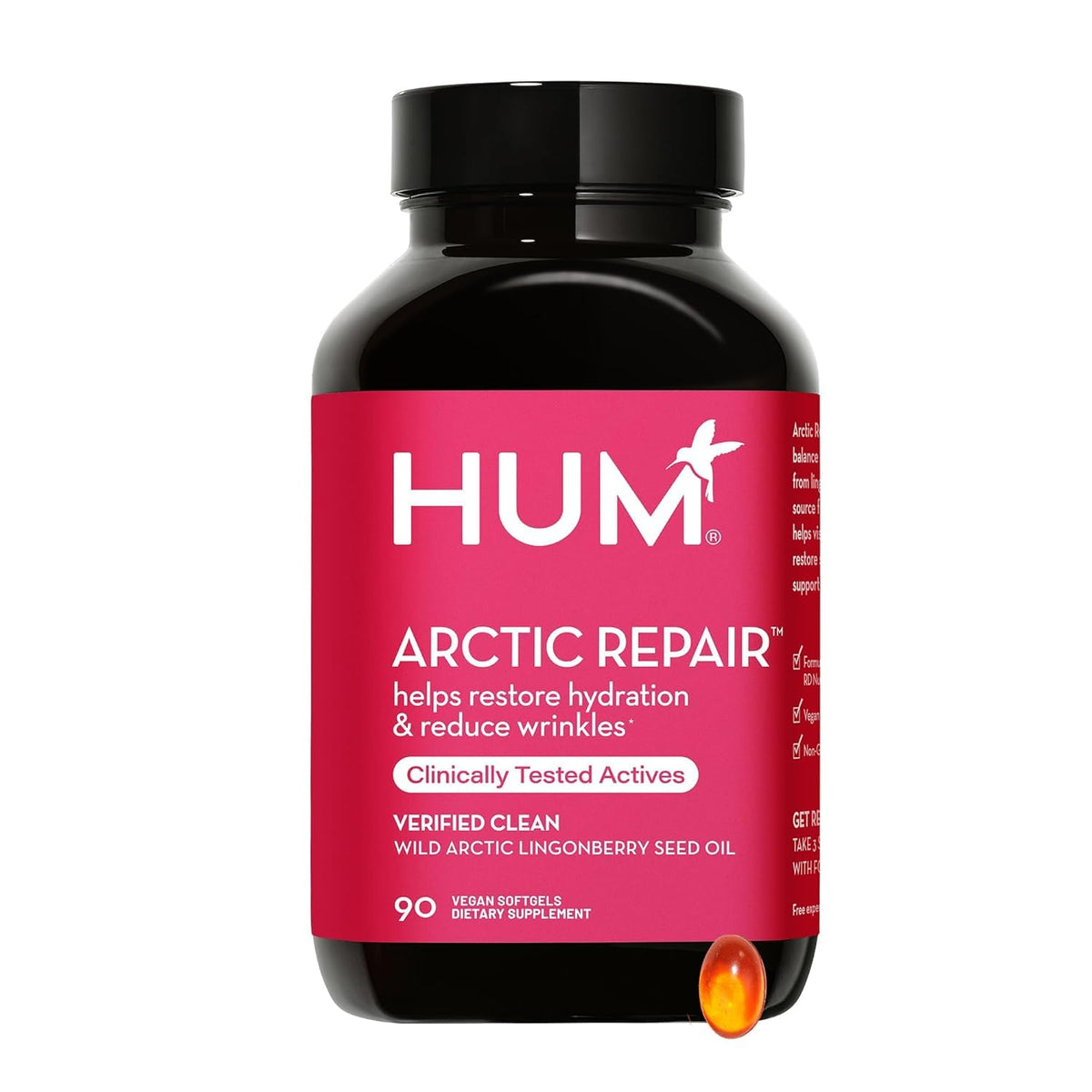 HUM Arctic Repair Skin Supplement with Omega 3, Vitamin E, A, and Lingonberry Seed Oil – 90 Vegan Softgels - görsel 1
