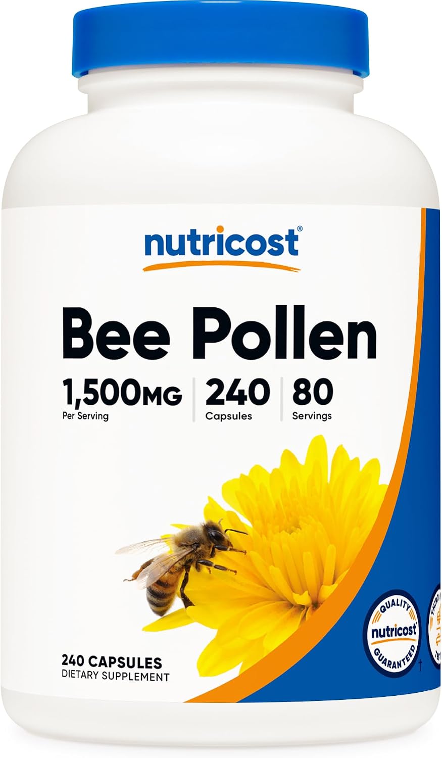 Nutricost Bee Pollen - 1500 mg per Serving, 240 Capsules - görsel 1