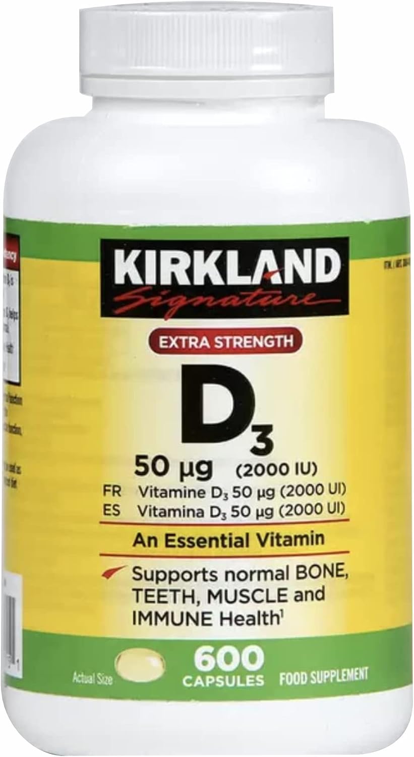 Kirkland Maximum Strength Vitamin D3 600 Softgels (Pack of 2) - görsel 1