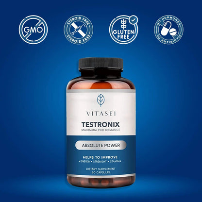 VITASEI Testronix Performance Supplement for Men – Energy and Muscle Support – 60 Capsules (Pack of 2)