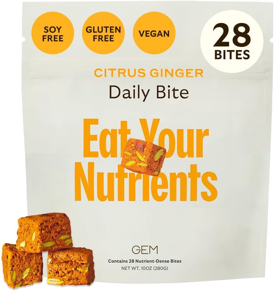 GEM Daily Bite for Women & Men – Wholefood Multivitamin with 20+ Nutrients (Citrus Ginger, 28 Count) - görsel 1