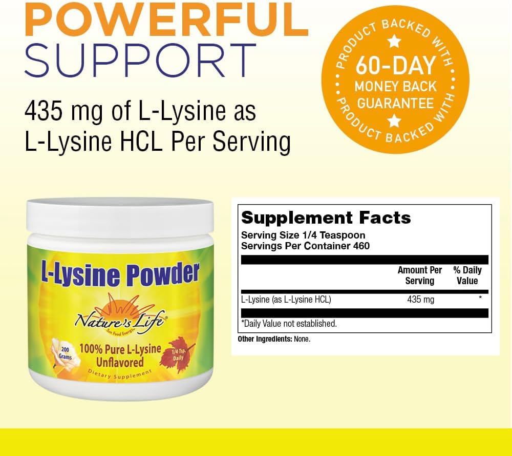Nature's Life L-Lysine Powder | Immune Function | 460 Servings - görsel 2