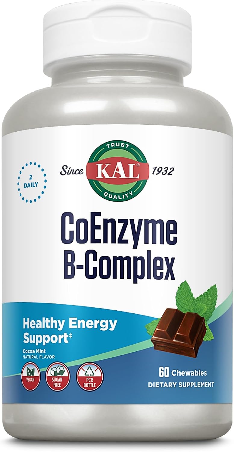 KAL CoEnzyme Vitamin B Complex Chewable - Natural Cocoa Mint Flavour - 60 Tablets - görsel 4