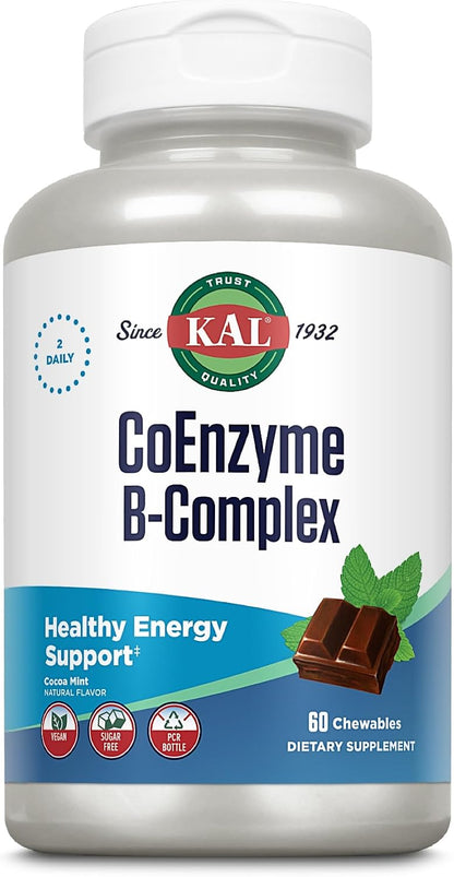 KAL CoEnzyme Vitamin B Complex Chewable - Natural Cocoa Mint Flavour - 60 Tablets