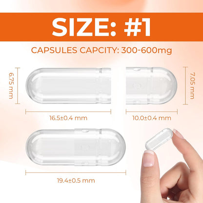 Angtai JN Empty Gelatine Capsules Size 1 (500 Count) with Filling Kit