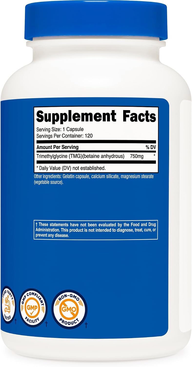 Nutricost TMG (Trimethylglycine) 750mg, 120 Capsules - görsel 5