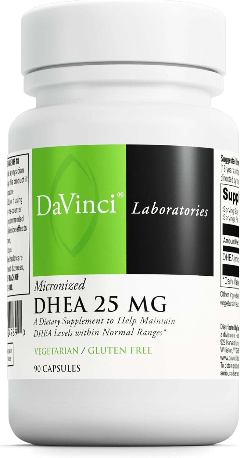 DAVINCI Labs Micronised DHEA 25 mg – Food Supplement – 90 Vegetarian Capsules - görsel 1