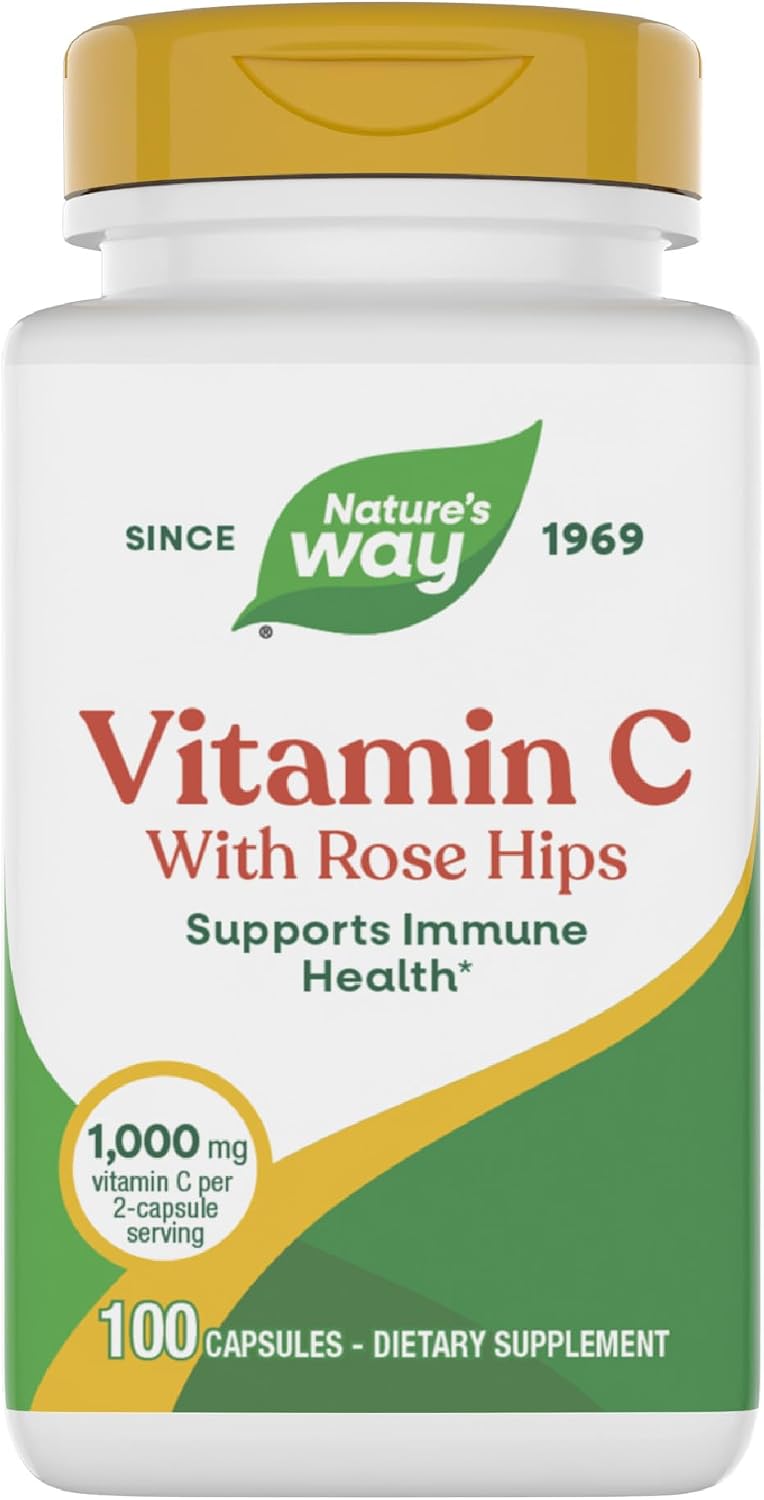 Nature's Way Vitamin C-500 with Rosehips, 1000 mg per Serving, 100 Capsules - görsel 1
