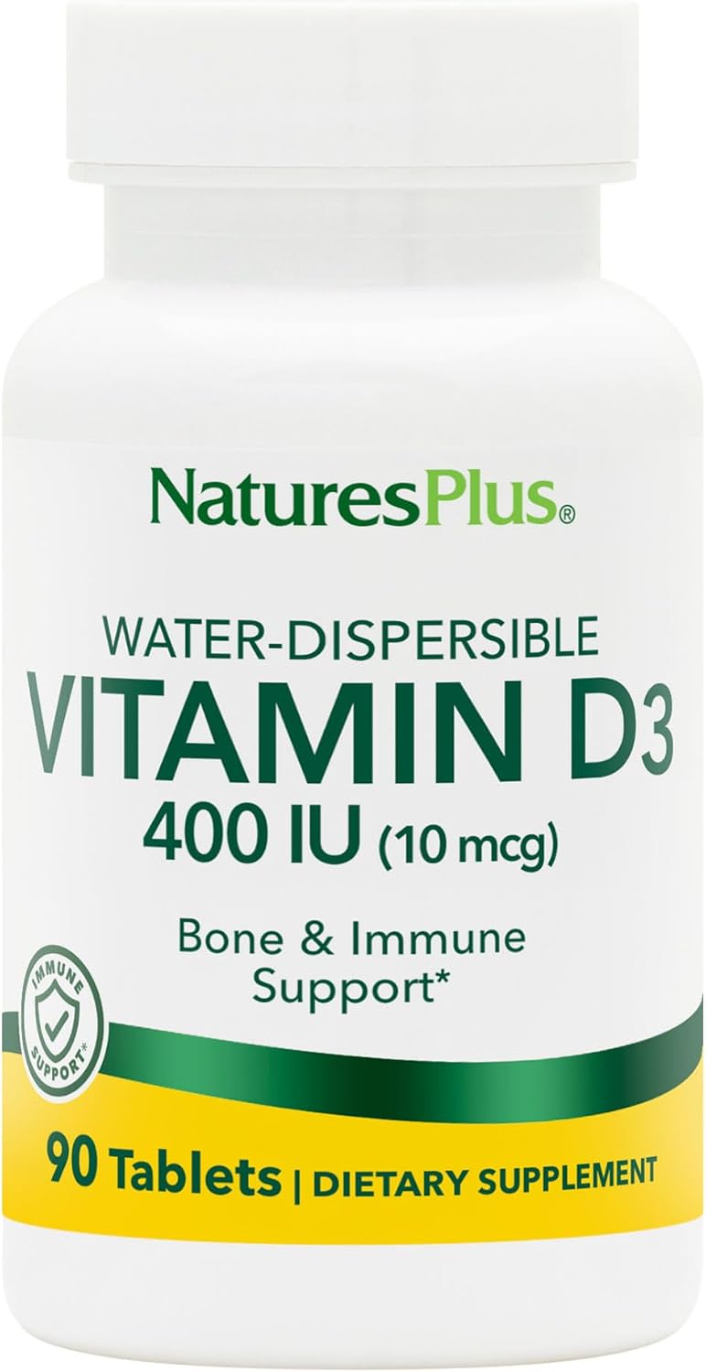 NaturesPlus Vitamin D3 400 IU - 90 Water-Dispersible Tablets - Bone Health & Immune Function - görsel 1