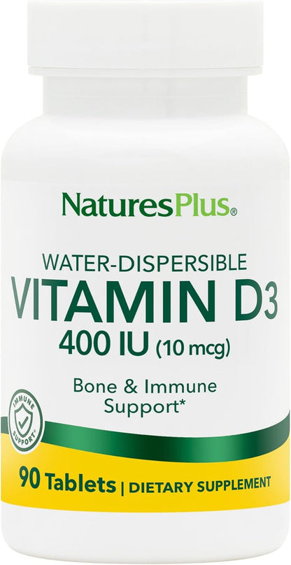 NaturesPlus Vitamin D3 400 IU - 90 Water-Dispersible Tablets - Bone Health & Immune Function