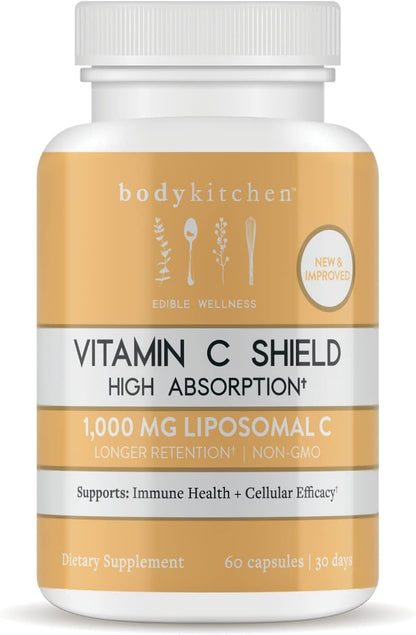 Body Kitchen Liposomal Vitamin C Shield – 1000mg PureWay-C, High Absorption, Non-GMO, 60 Veggie Caps