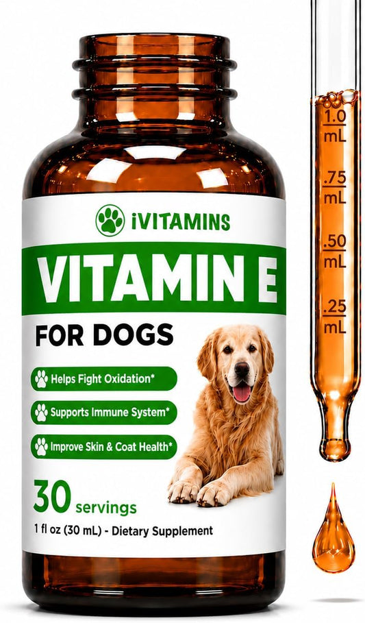 Vitamin E for Dogs - Vitamin E Oil for Dogs - Helps to Support Joint Health, Mobility, Skin & Coat Health & More - Dog Joint Support - Dog Skin & Coat Supplement - 1 fl oz (approx 30 ml)