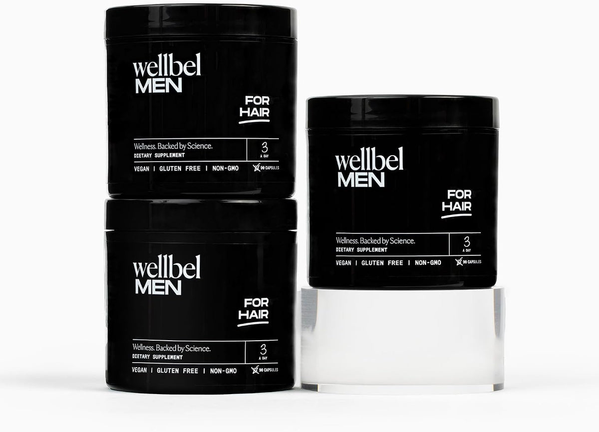 WELLBEL Men Clean Supplement for Hair, Skin, and Nails – Vegan, Gluten-free, Non GMO (90 Count, 3 Pack) - görsel 1
