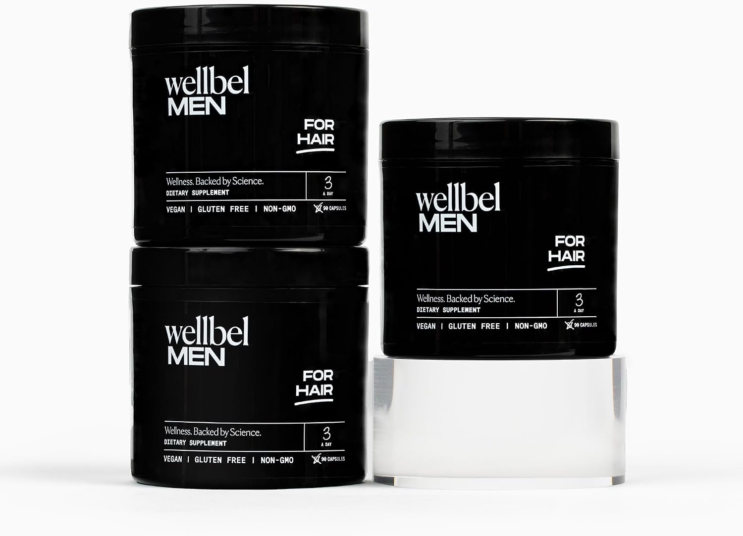 WELLBEL Men Clean Supplement for Hair, Skin, and Nails – Vegan, Gluten-free, Non GMO (90 Count, 3 Pack) - görsel 1
