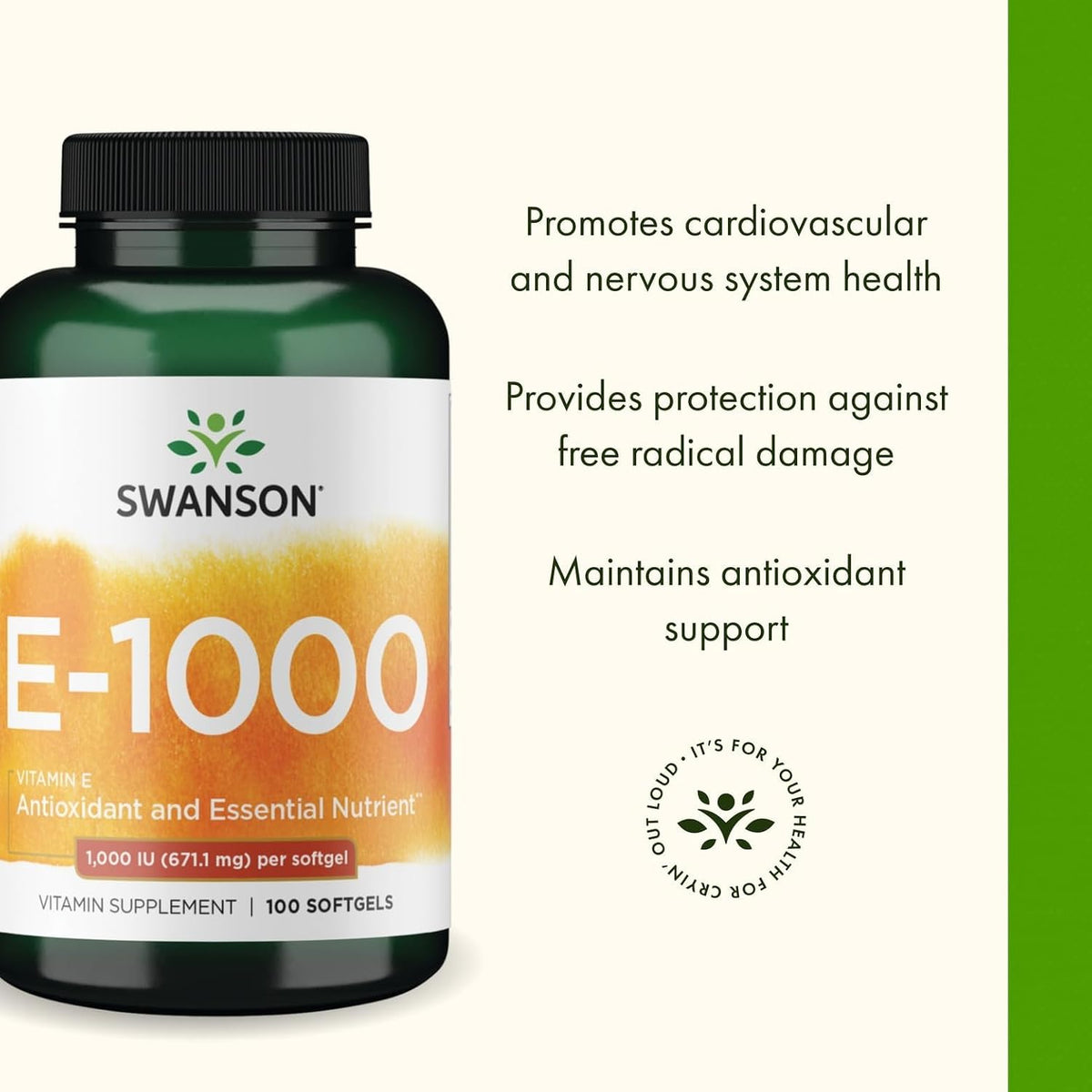 Swanson Natural Vitamin E 1000 IU, 100 Softgels - görsel 4