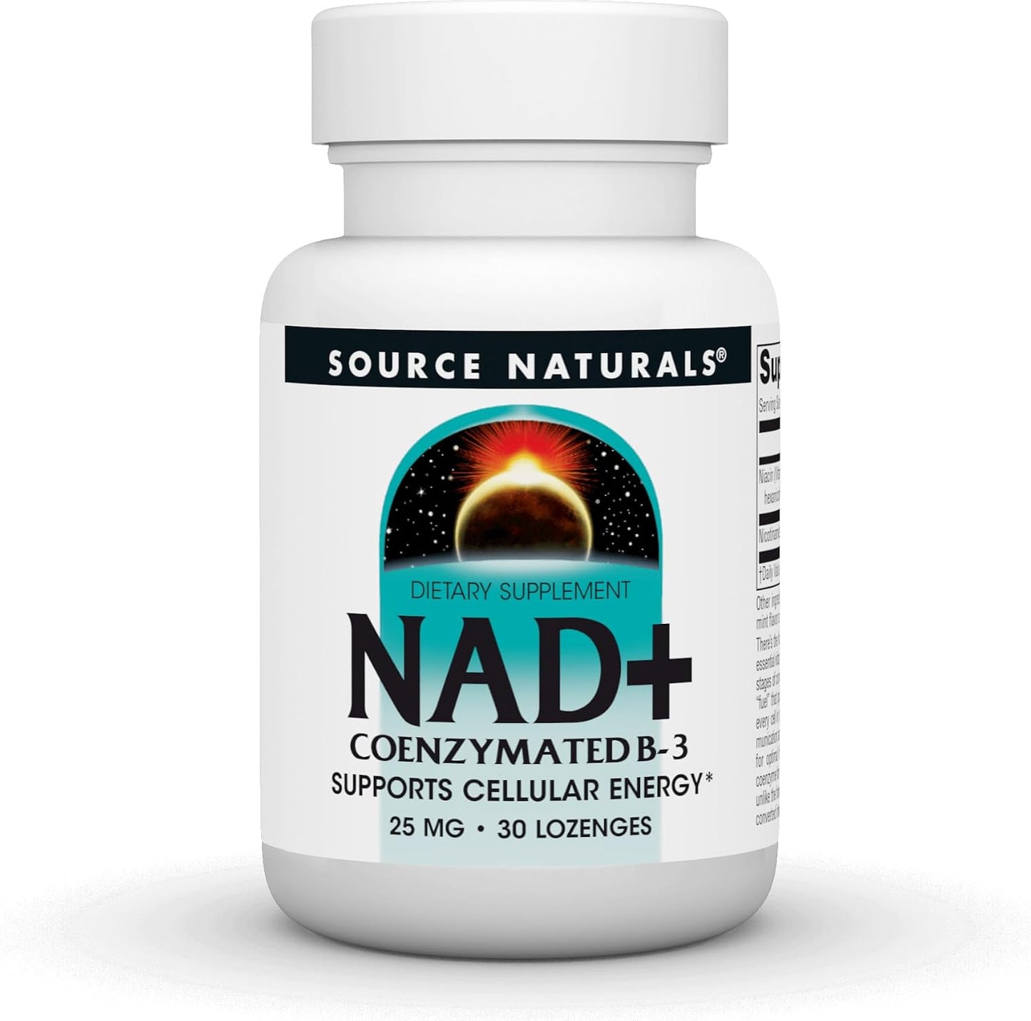 Source Naturals NAD+ Coenzymated B-3 – 25 mg Sublingual Lozenges, 30 Count - görsel 1