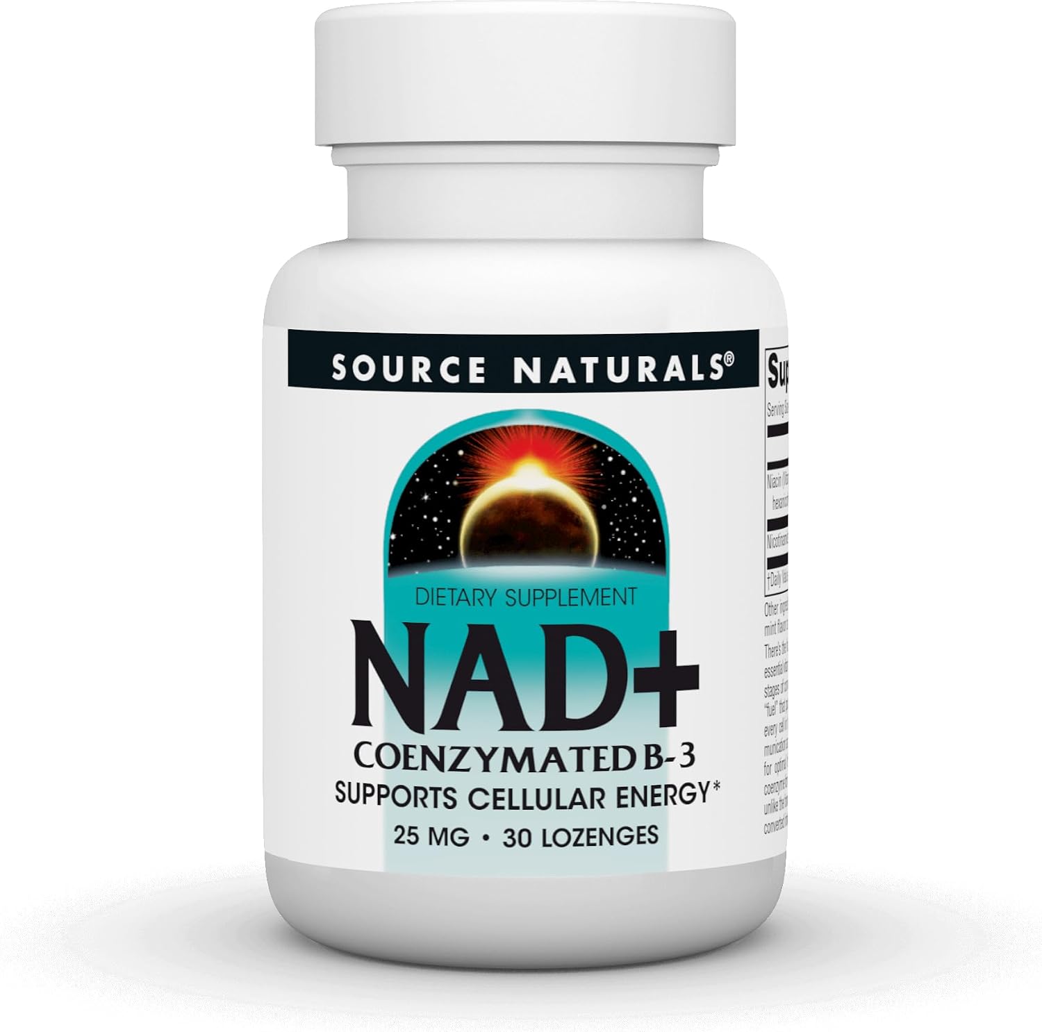 Source Naturals NAD+ Coenzymated B-3 – 25 mg Sublingual Lozenges, 30 Count - görsel 1