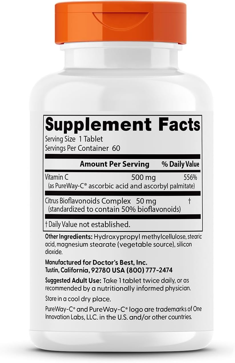 Doctor's Best High Absorption Vitamin C 500mg with Bioflavonoids - 60 Tablets - görsel 2