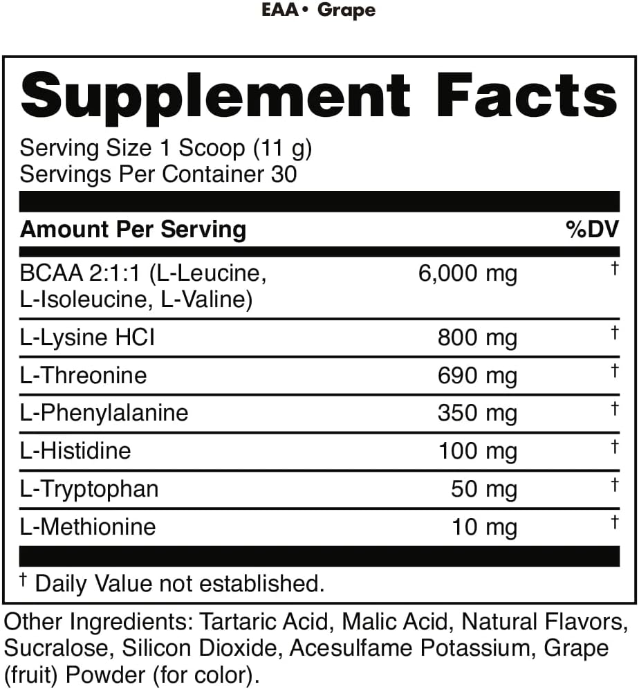 Bucked Up Essential Amino Acids - EAA Powder - Grape Flavour - 30 Servings (330 g) - görsel 5