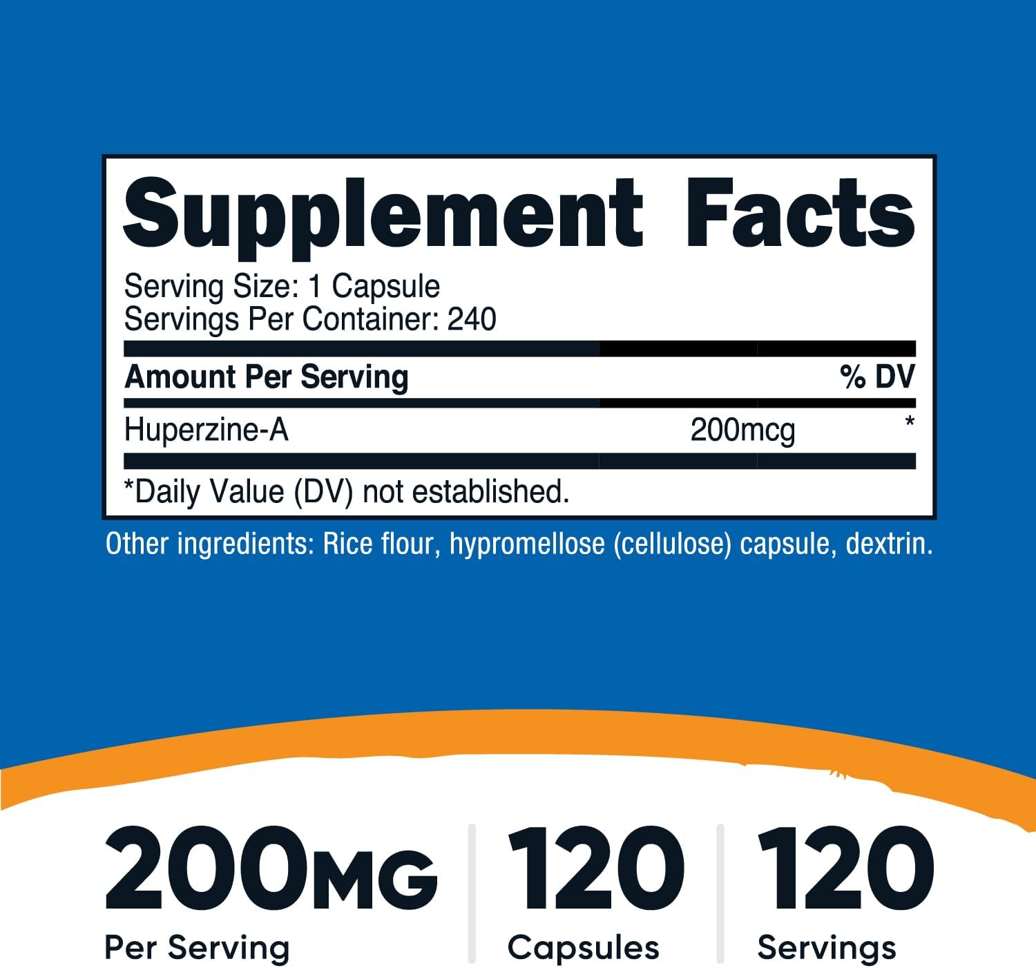 Nutricost Huperzine A 200mcg, 240 Capsules – Non-GMO, Vegetarian Friendly - görsel 2
