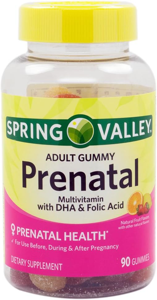 Spring Valley Adult Gummy Prenatal Multivitamin with DHA & Folic Acid, Natural Fruit Flavours, 90 Gummies - görsel 1