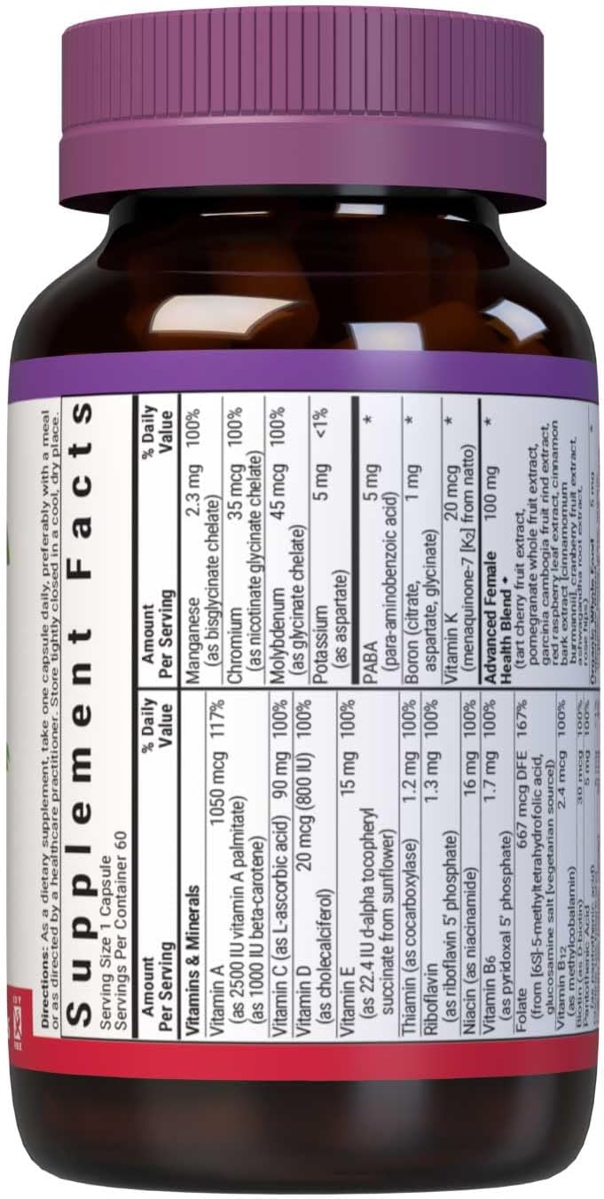 BlueBonnet Nutrition Ladies One Vegetable Capsule, Whole Food Multiple with K2 and Organic Vegetables, 60 Capsules - görsel 2
