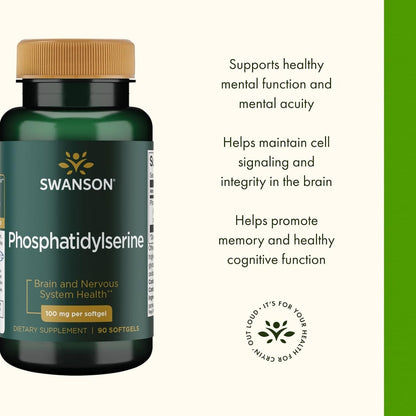 Swanson Phosphatidylserine 100 mg 90 Softgels (2 Pack)
