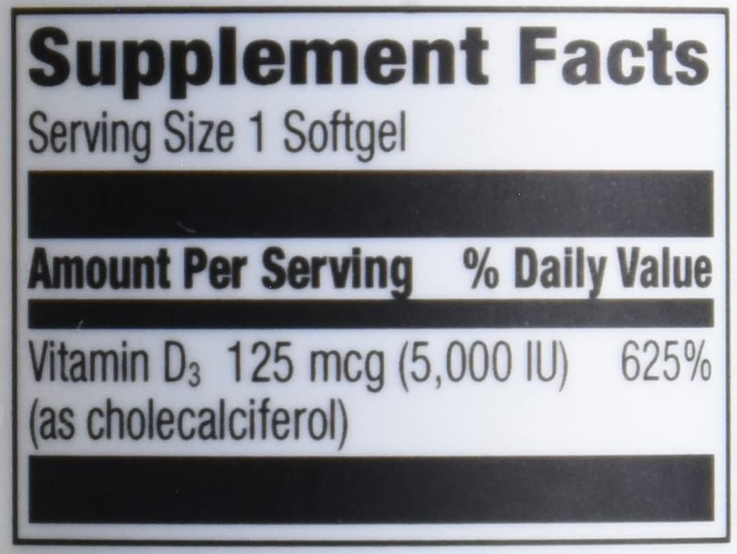Amazon Elements Vitamin D3, 125 mcg (5000 IU), 180 Softgels - görsel 2