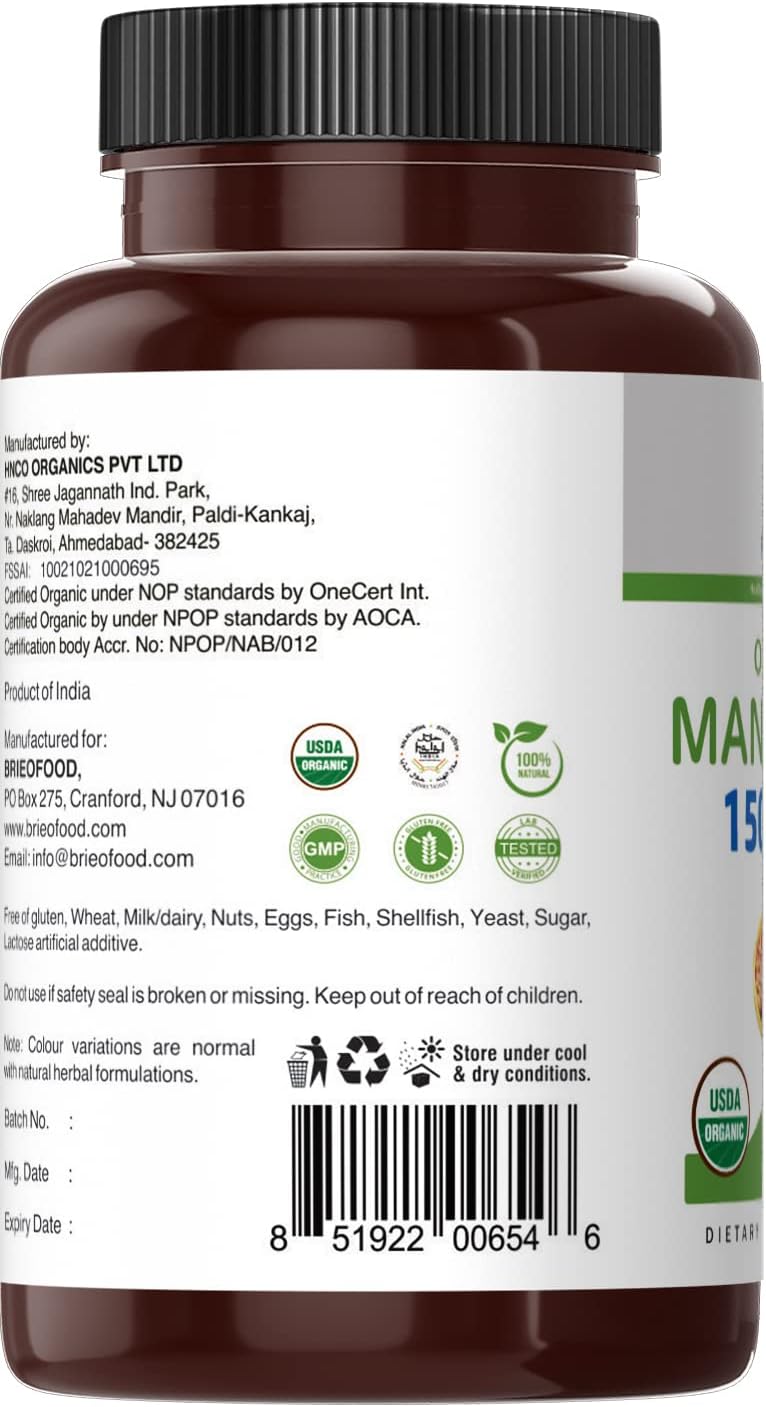 Brieofood Organic Manjistha 1500mg - 90 Vegetarian Tablets - görsel 5