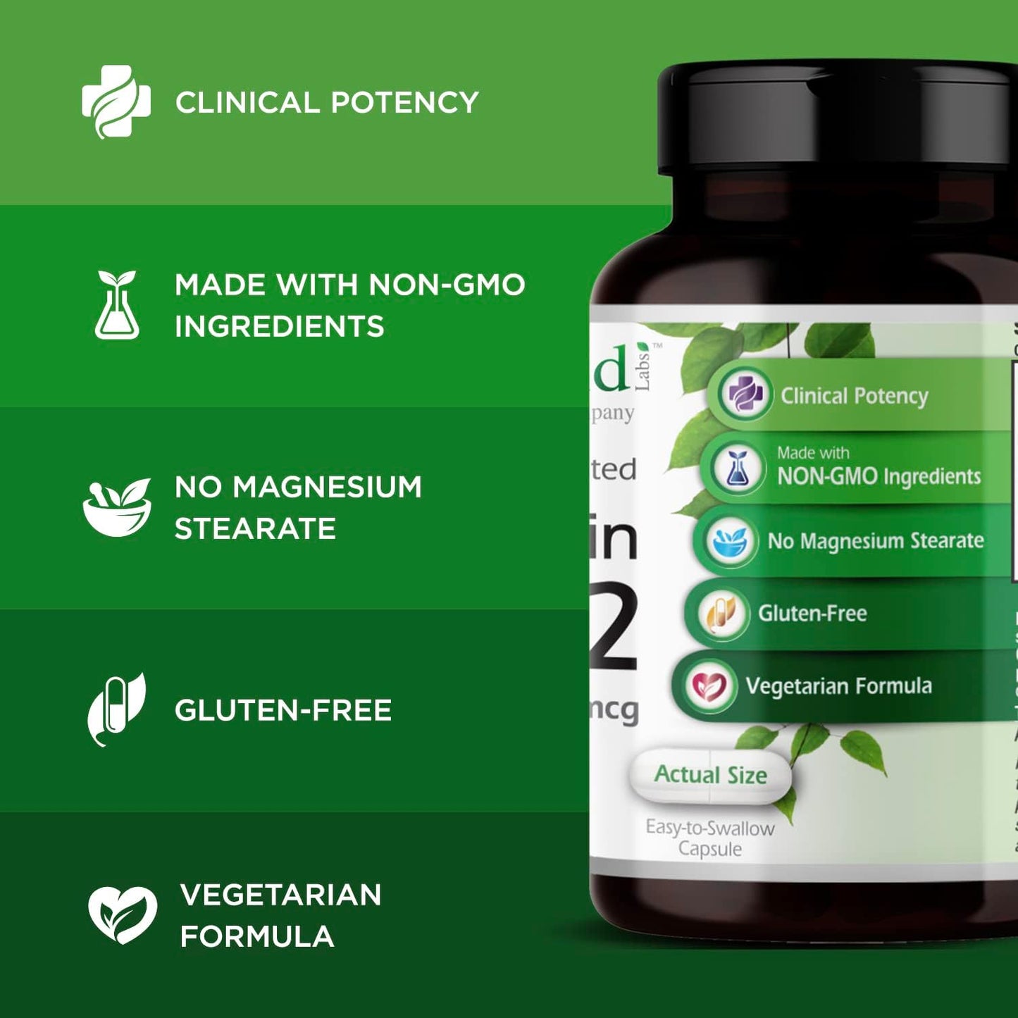 EMERALD LABS Vitamin D3+K2 - 5000 IU with VitalDelta MK-7 for Bone and Heart Support, 60 Vegetable Capsules - görsel 3